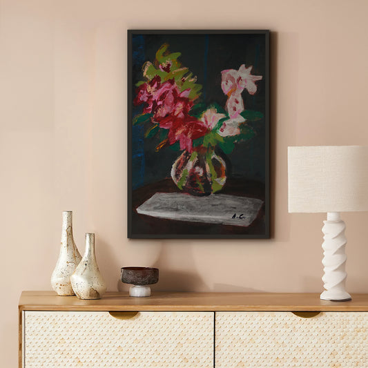 Red Flowers Painting Print I