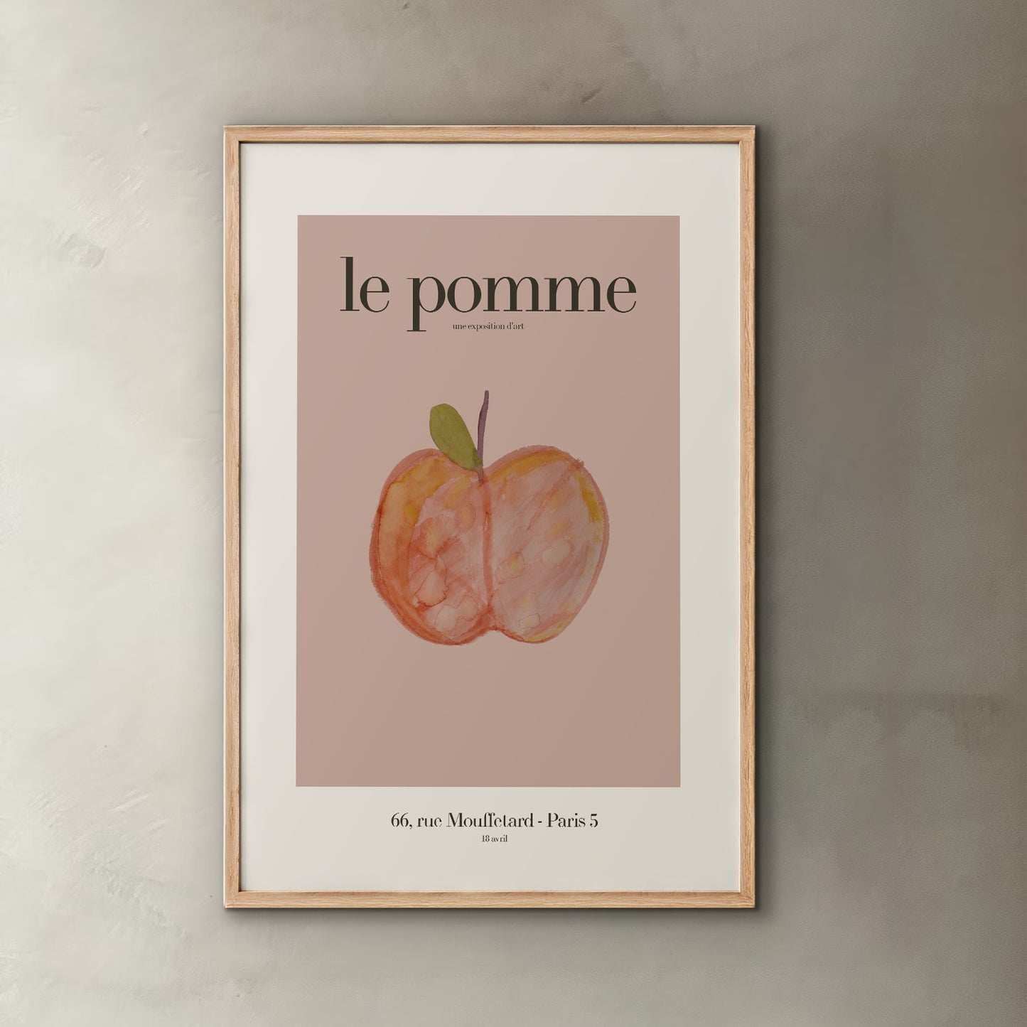 Red Apple Watercolor Poster | Le Pomme