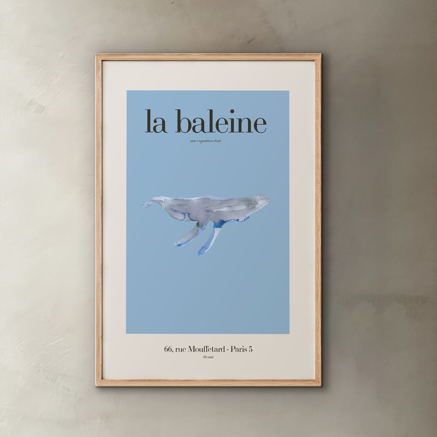 Whale Watercolor Poster | La Baleine