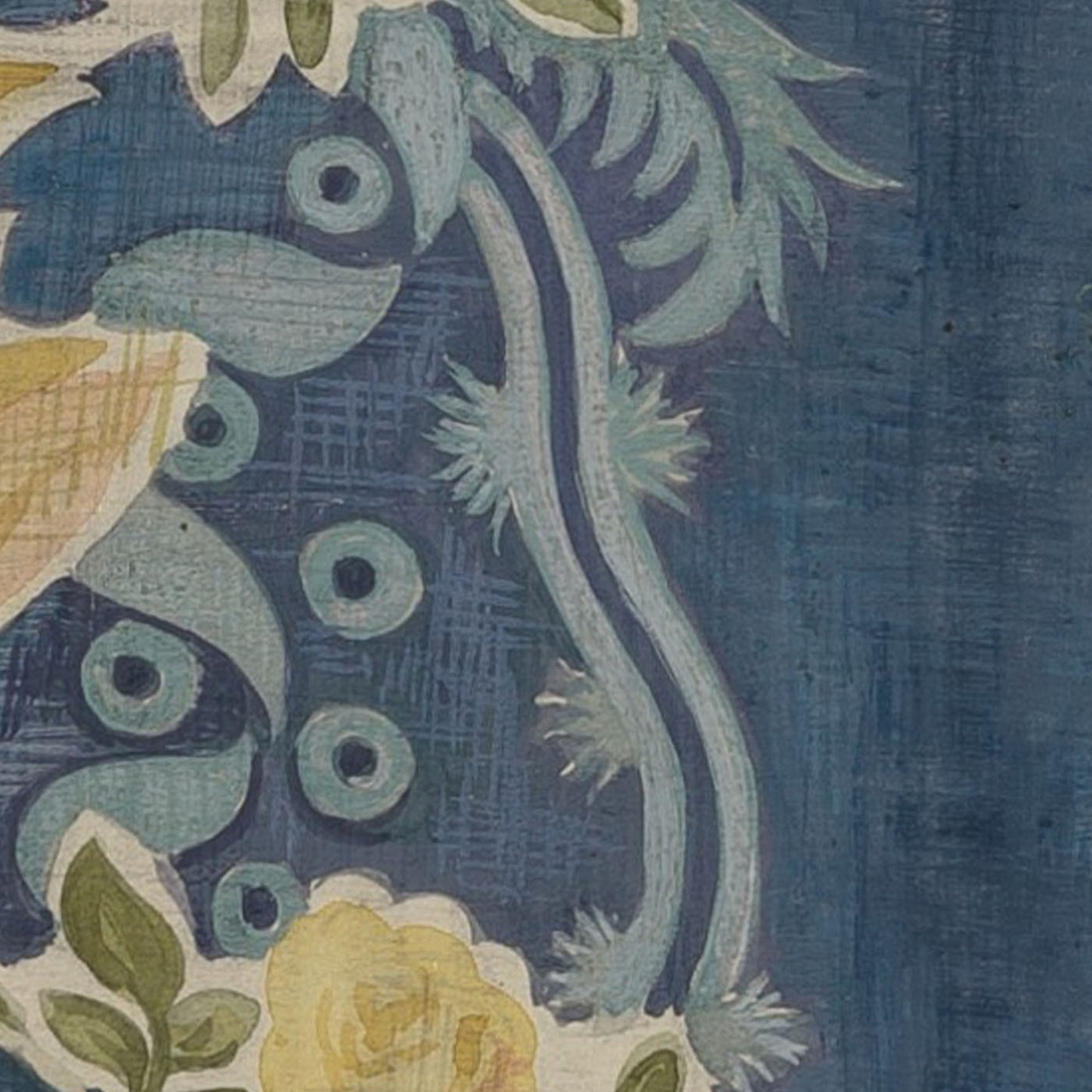 Vintage American Textile | Yellow Flowers on Blue