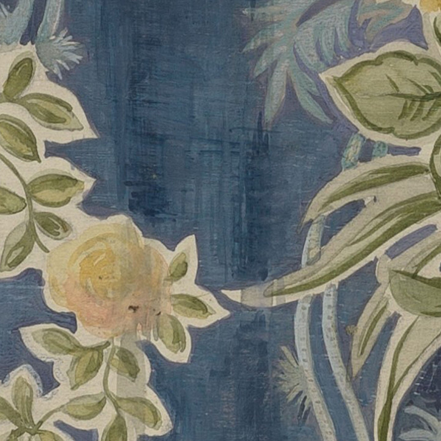 Vintage American Textile | Yellow Flowers on Blue