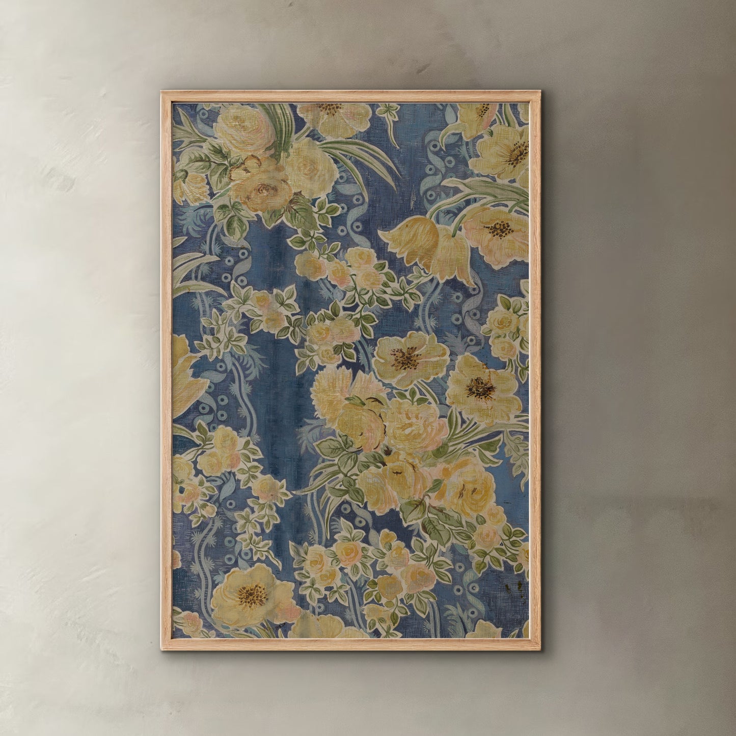 Vintage American Textile | Yellow Flowers on Blue