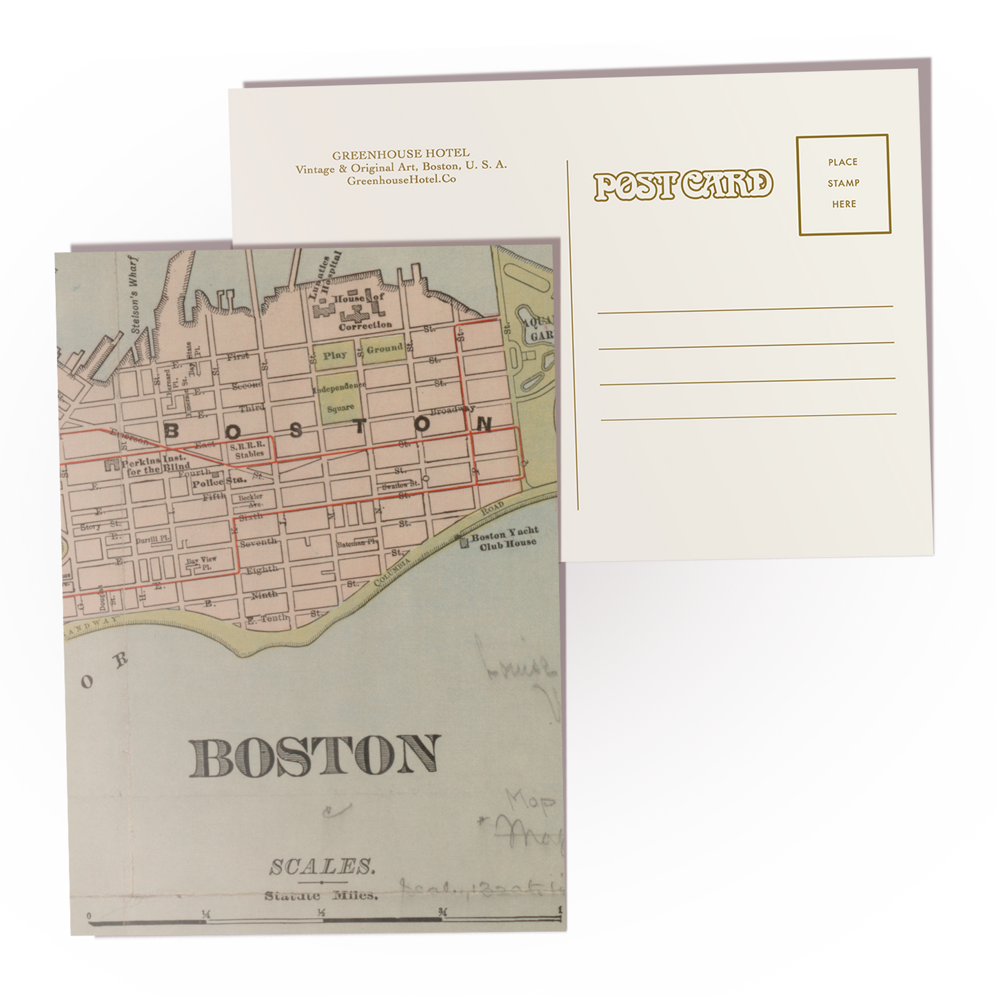 Boston Map I Postcard