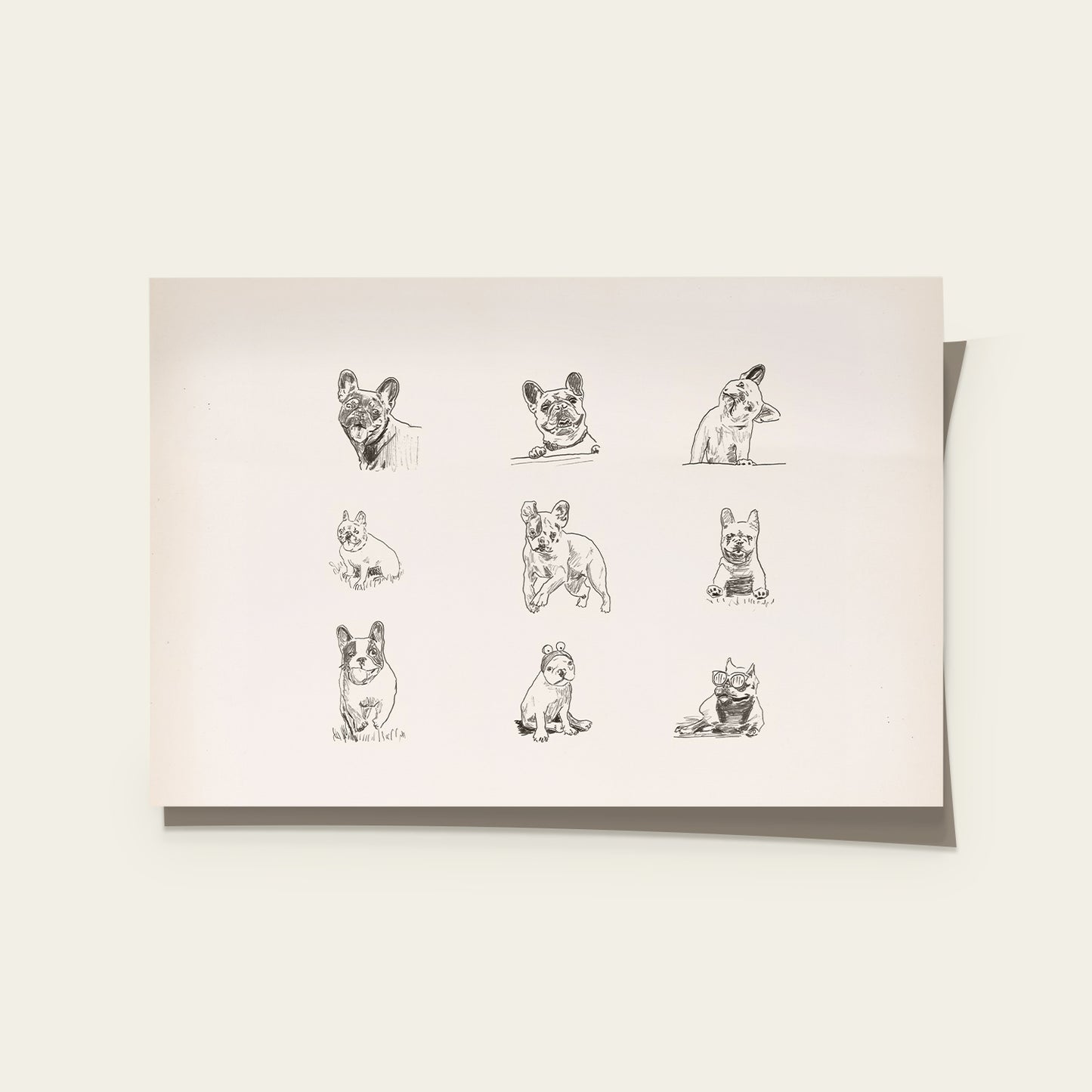 French Bulldog Sketches Print