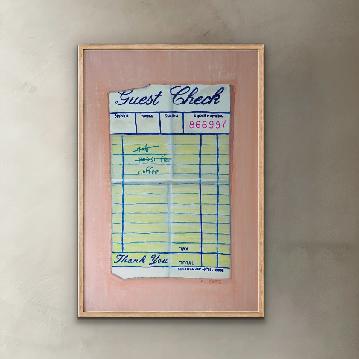 Personalized Guest Check Poster Print
