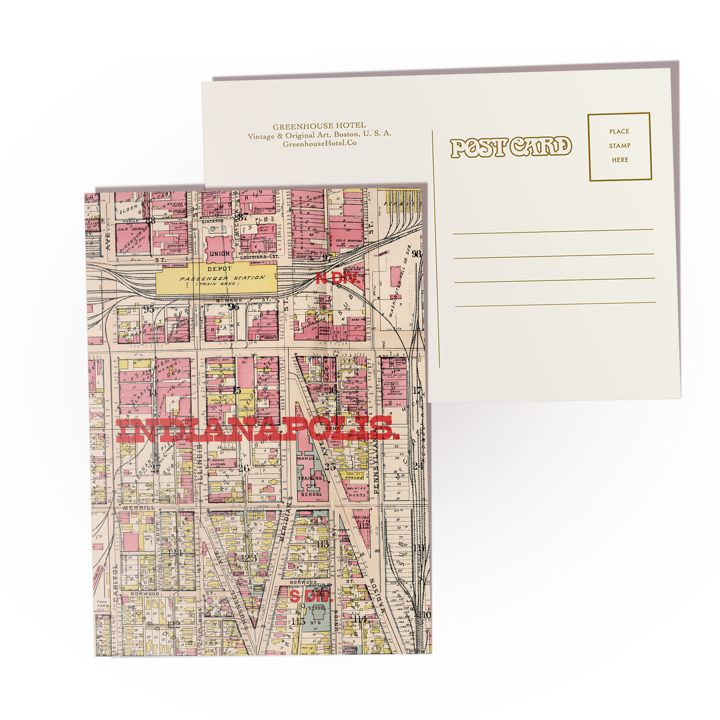Indianapolis Map I Postcard