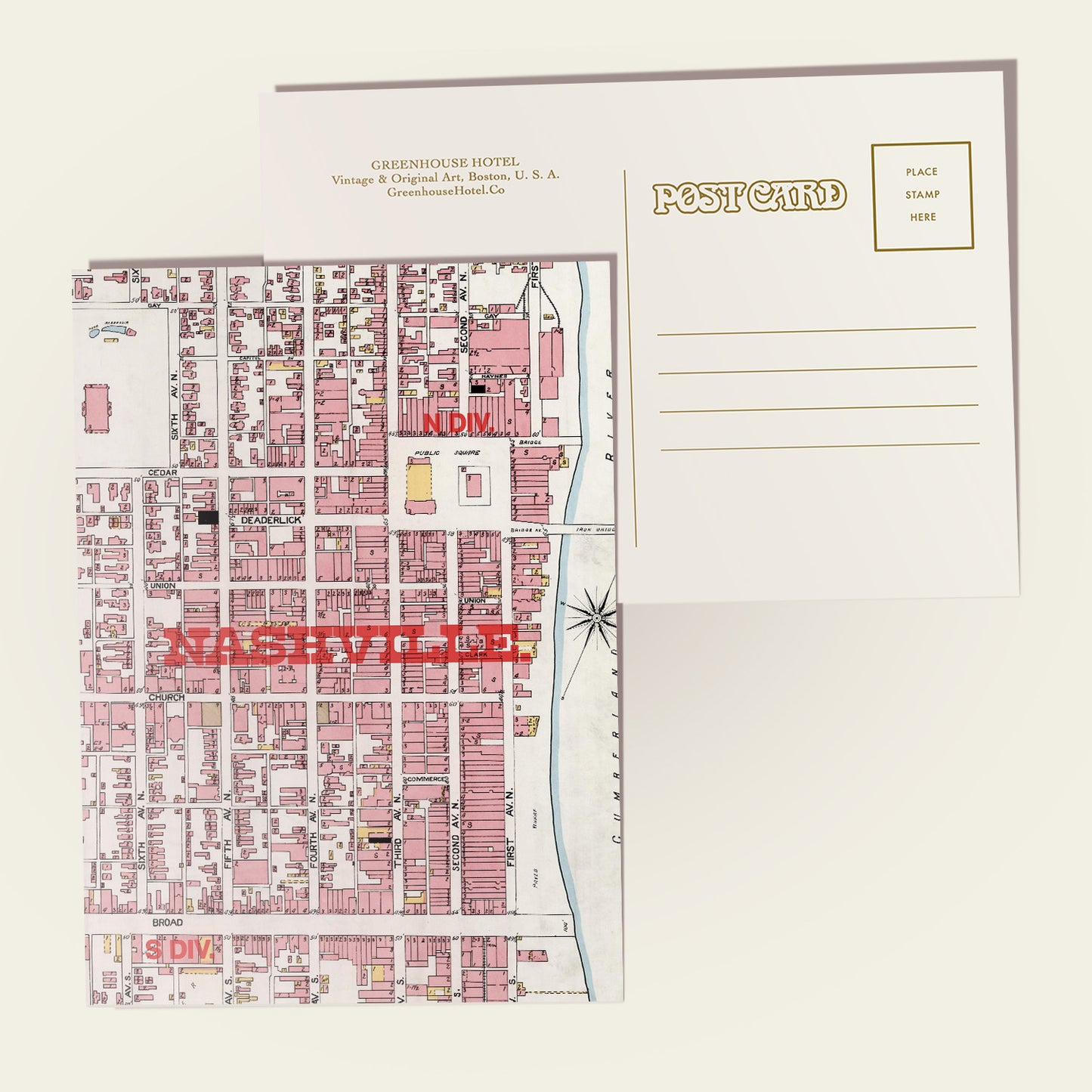 Nashville Map Postcard