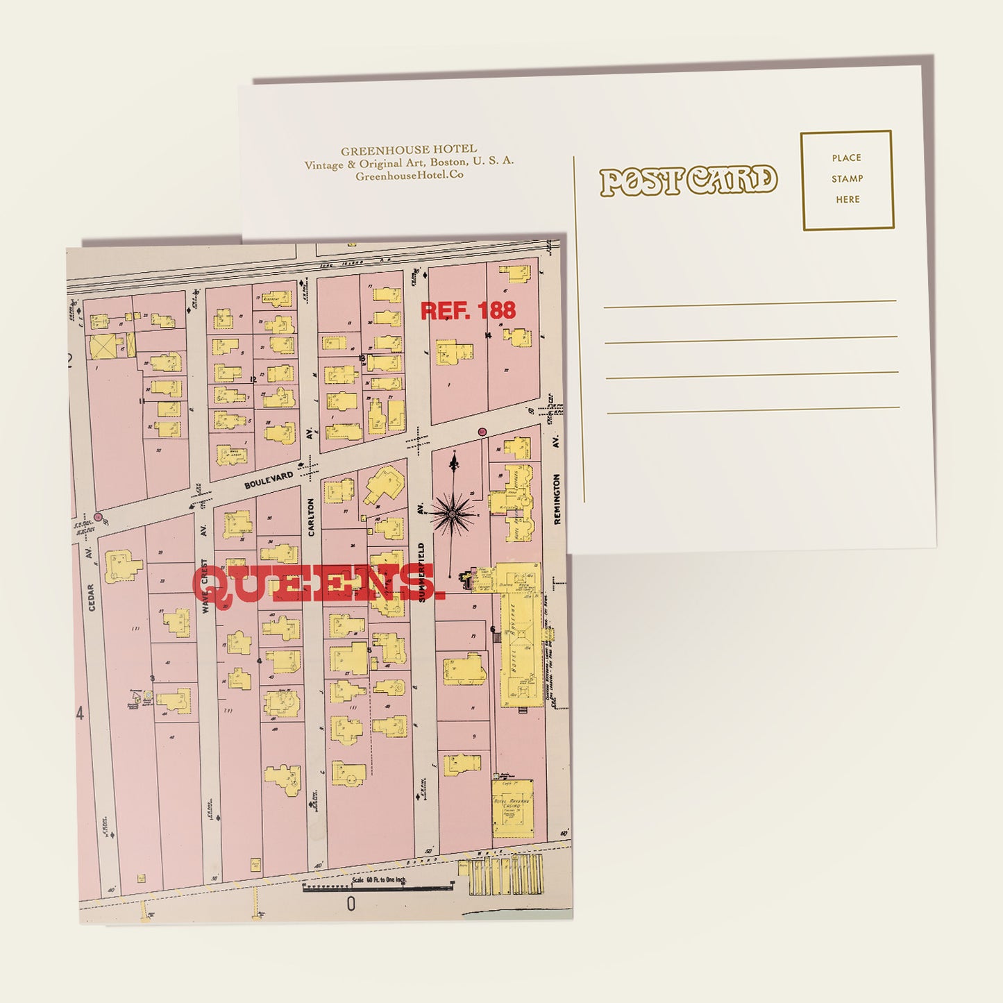 Queens Map Postcard