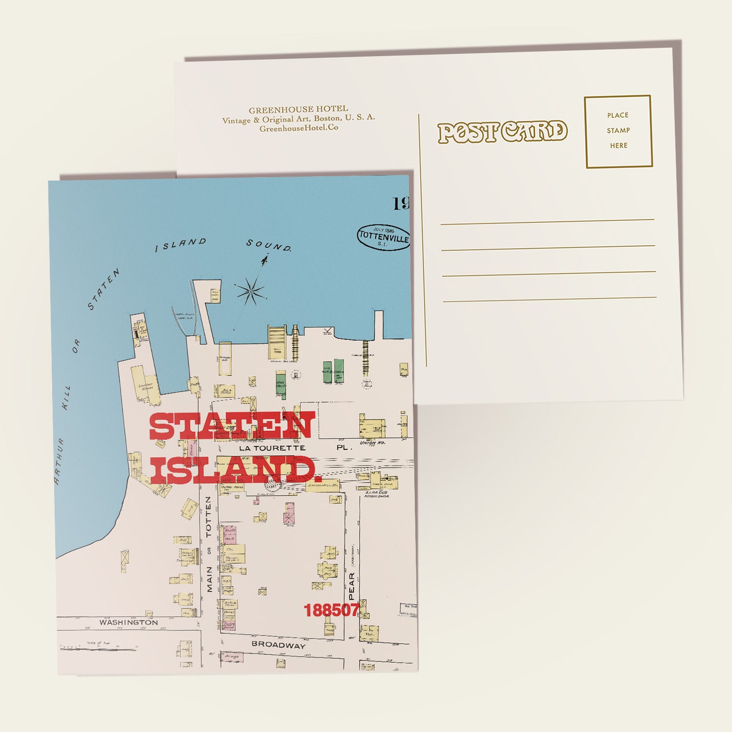 Staten Island Map Postcard