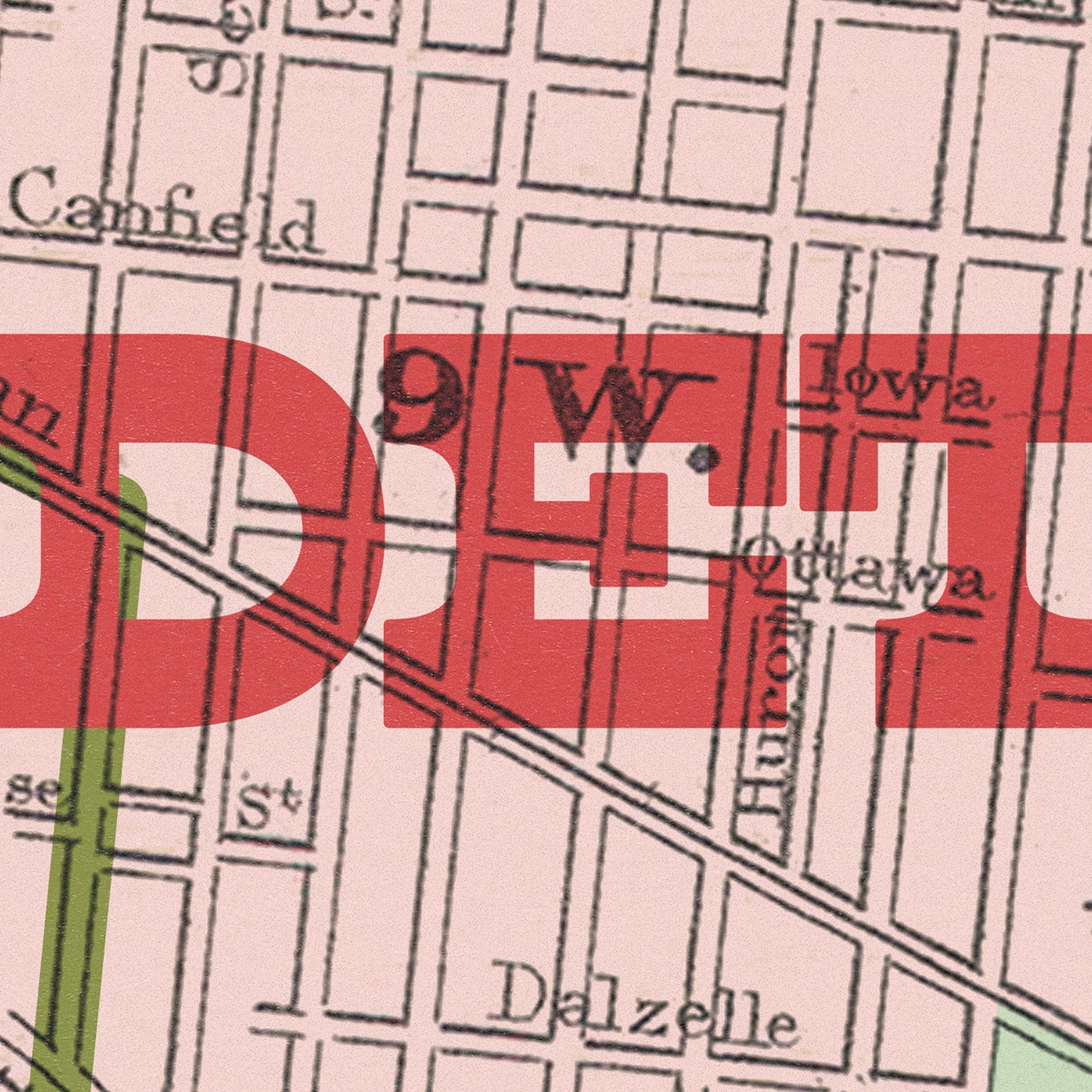 Detroit Map Postcard