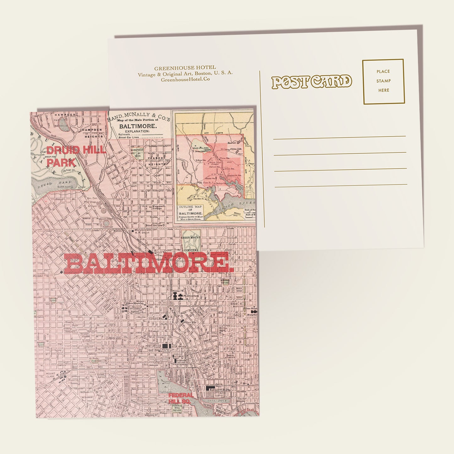 Baltimore Map I Postcard