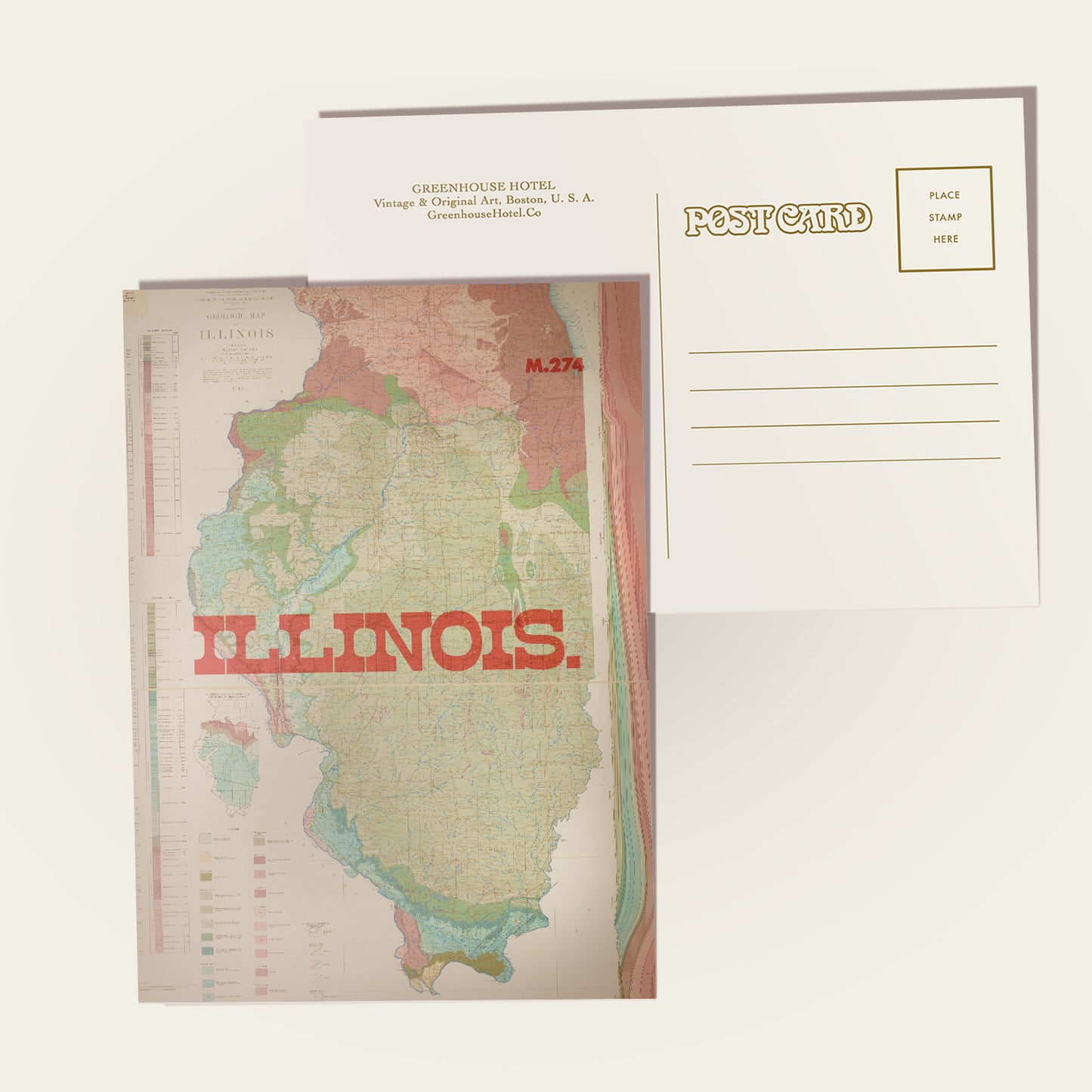 Illinois State Map Postcard