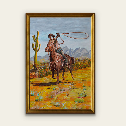 Cowboy on Horseback Print