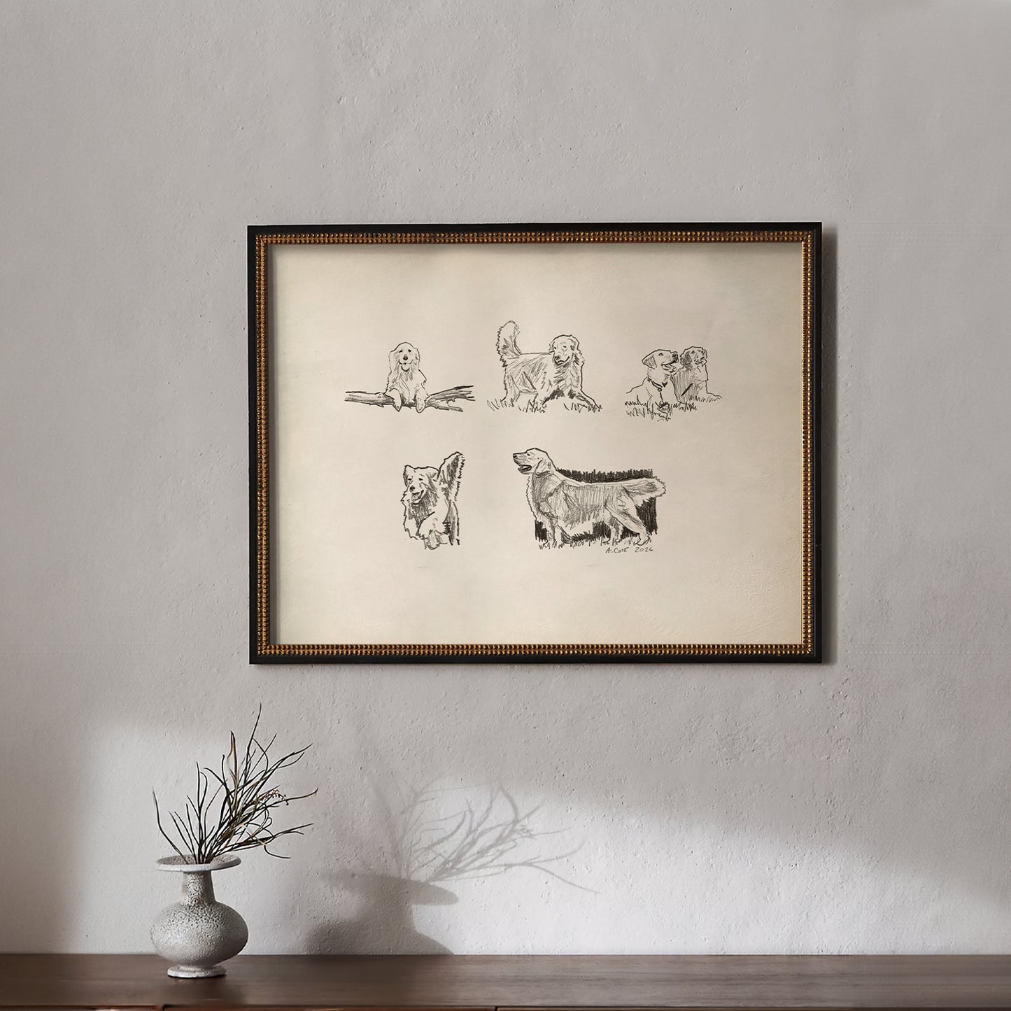 Golden Retriever Sketches Print I