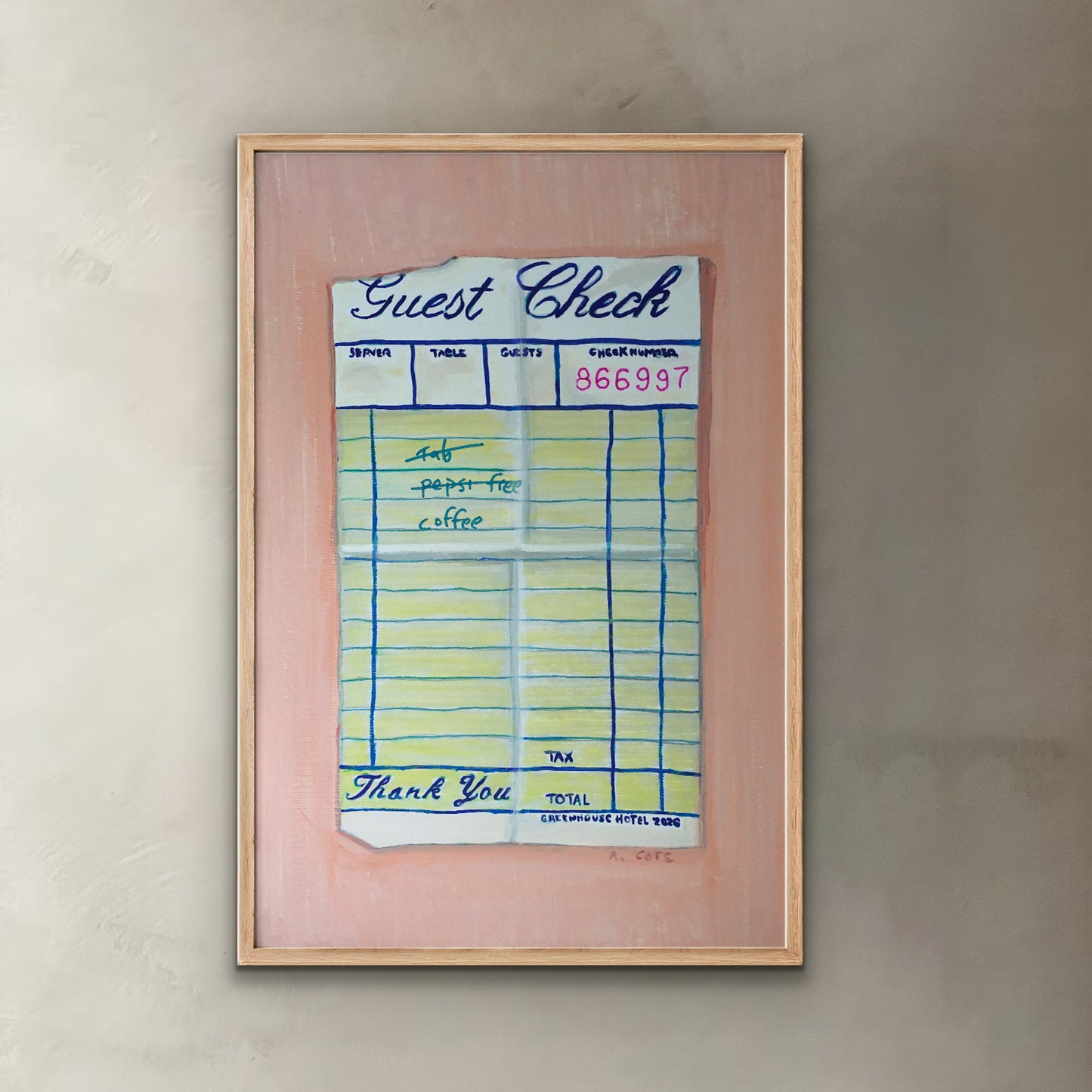 Personalized Guest Check Poster Print