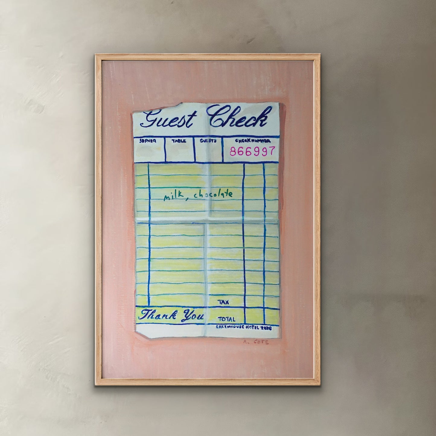 Personalized Guest Check Poster Print