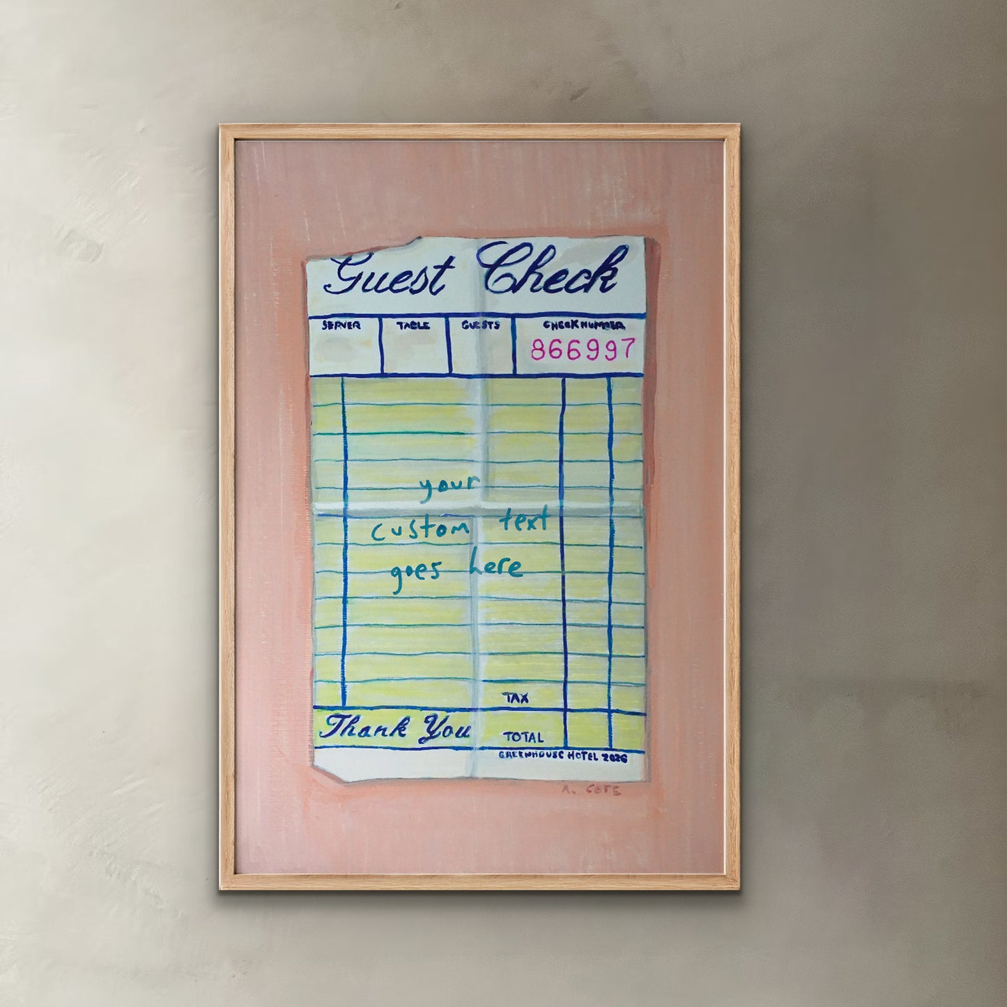 Personalized Guest Check Poster Print
