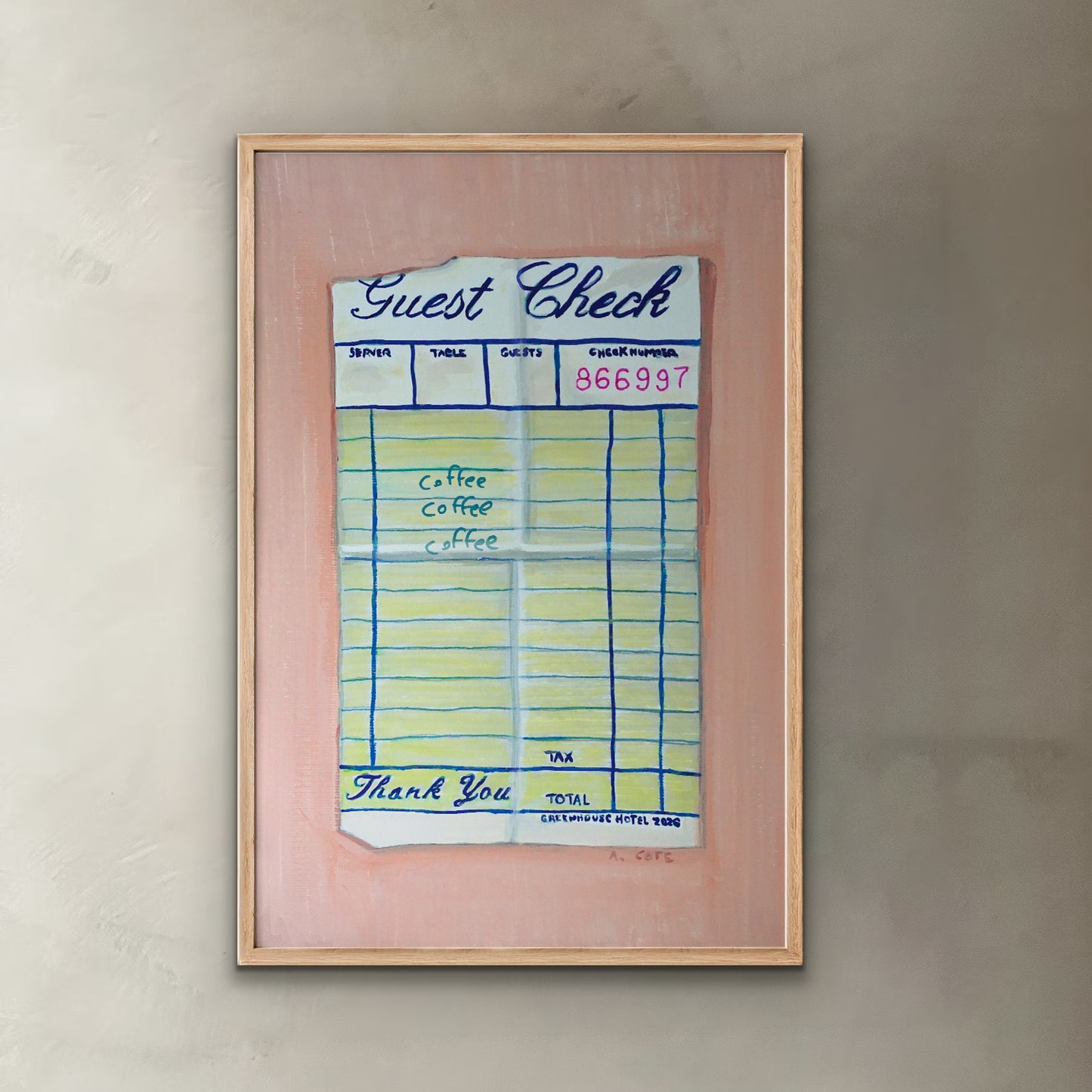 Personalized Guest Check Poster Print