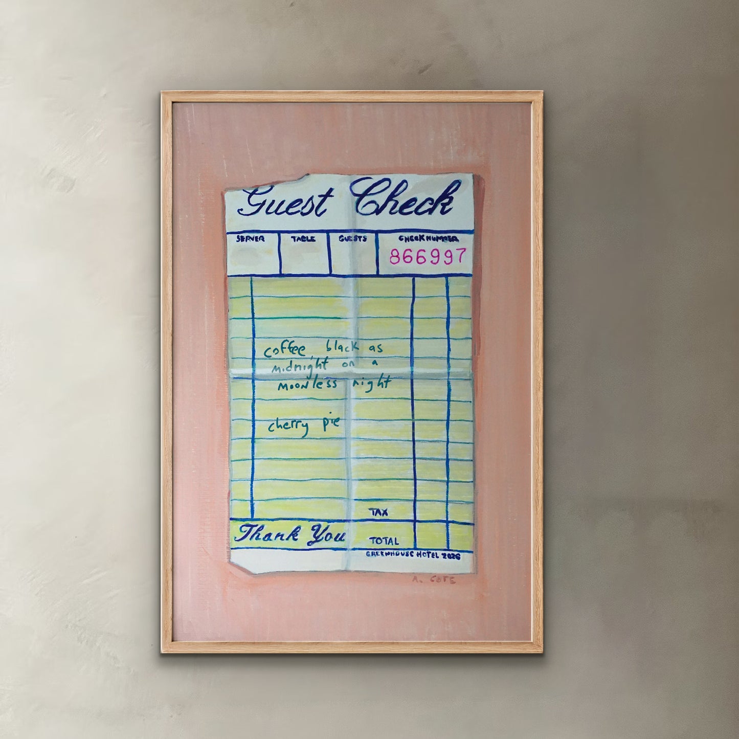 Personalized Guest Check Poster Print