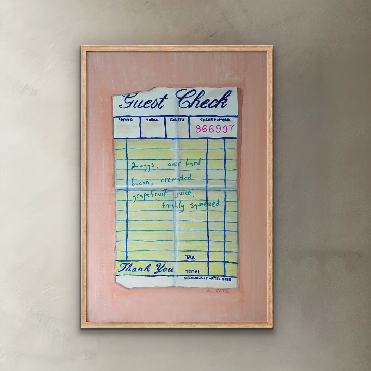 Personalized Guest Check Poster Print